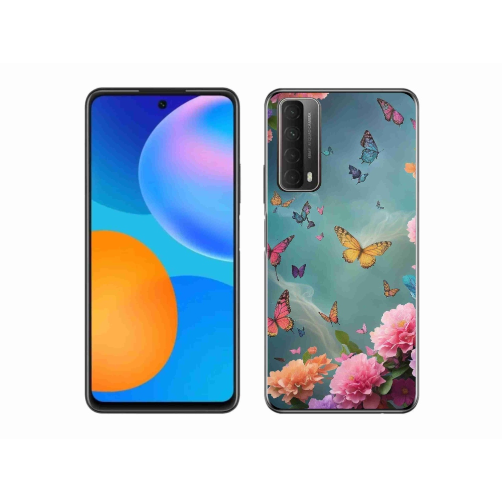 Gél borítás mmCase a Huawei P Smart (2021) - színes virágok és pillangók