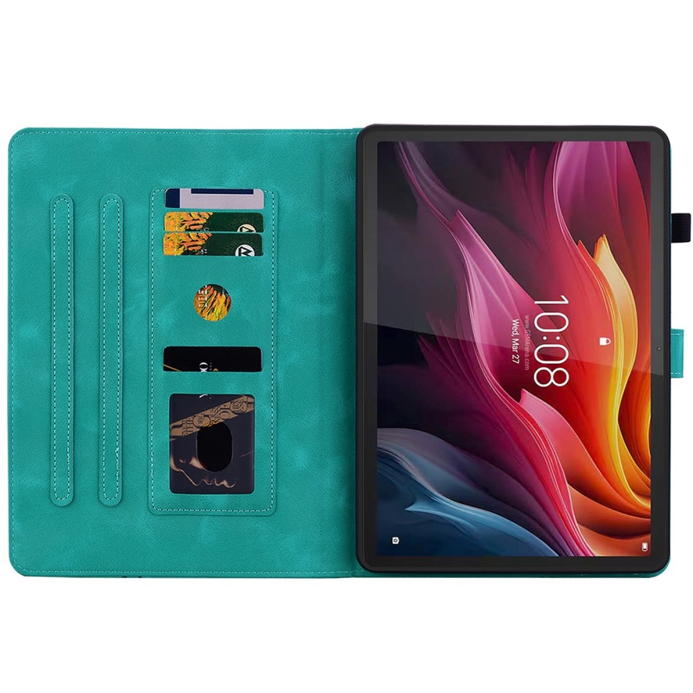 Virágok záró tok Lenovo Tab K11 Plushoz - teal színű