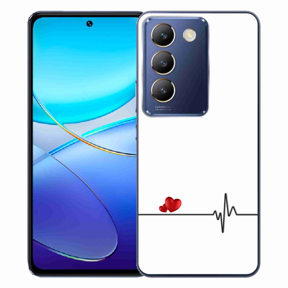 Gél borító mmCase a Vivo V40 SE 4G/5G készülékre - szív és szívverés fehér háttérrel