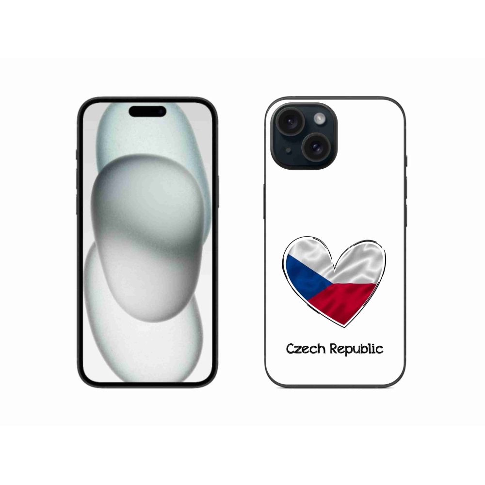 Zselés borítás mmCase iPhone 15 készülékhez - zászló szív fehér háttérrel