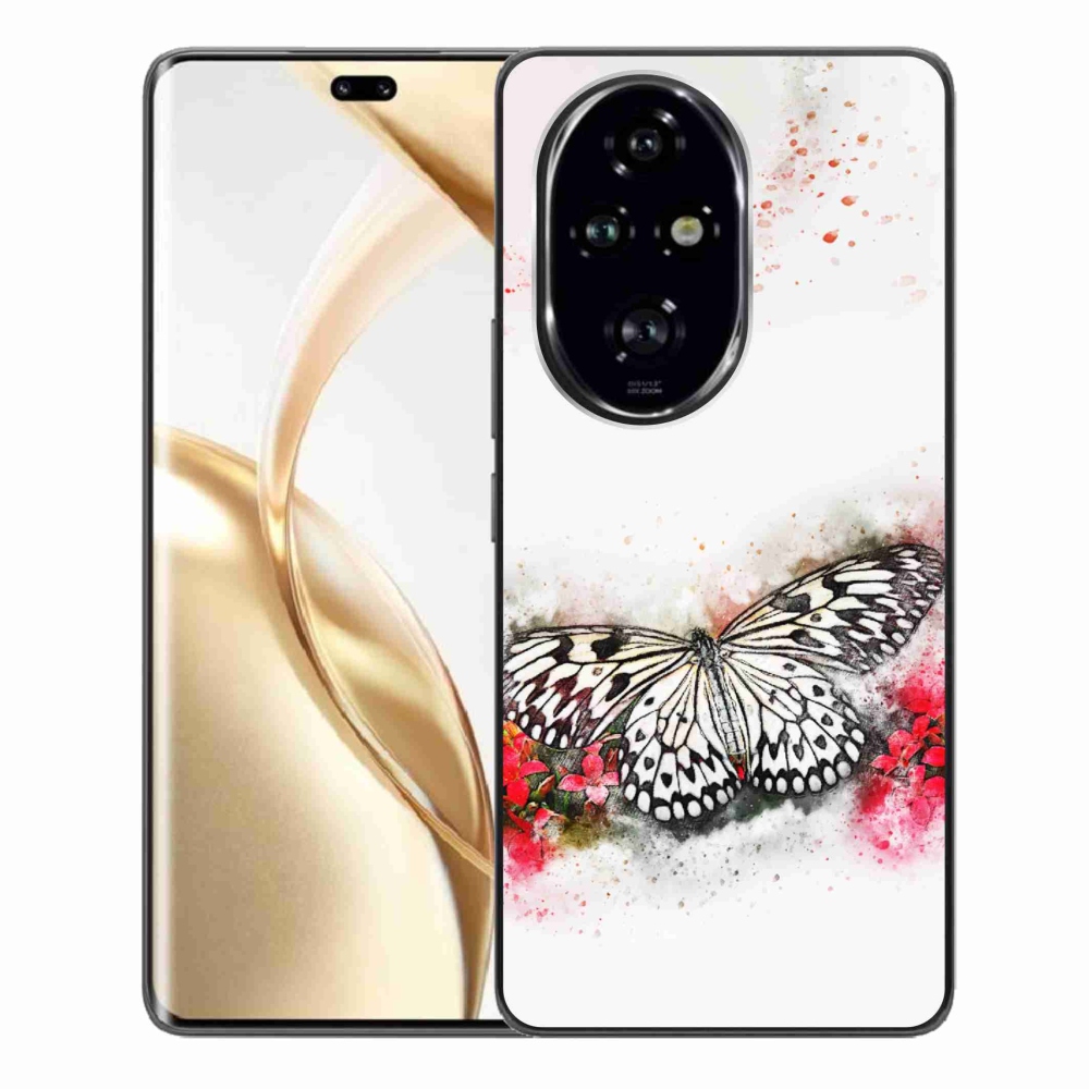 Zselés borítás mmCase a Honor 200 Pro 5G számára - fekete-fehér pillangó