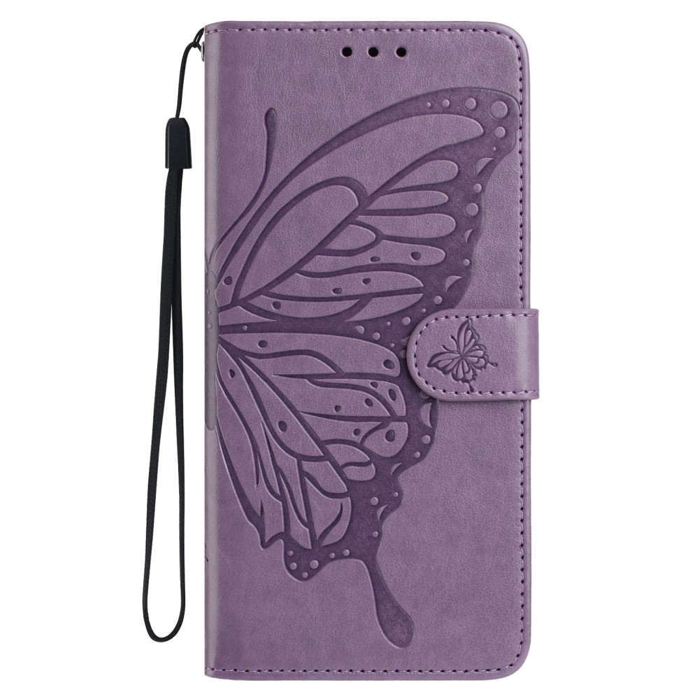 Virágos pillangó könyv tok Xiaomi Redmi A5 (171.7x77.8x8.3mm) számára - lila