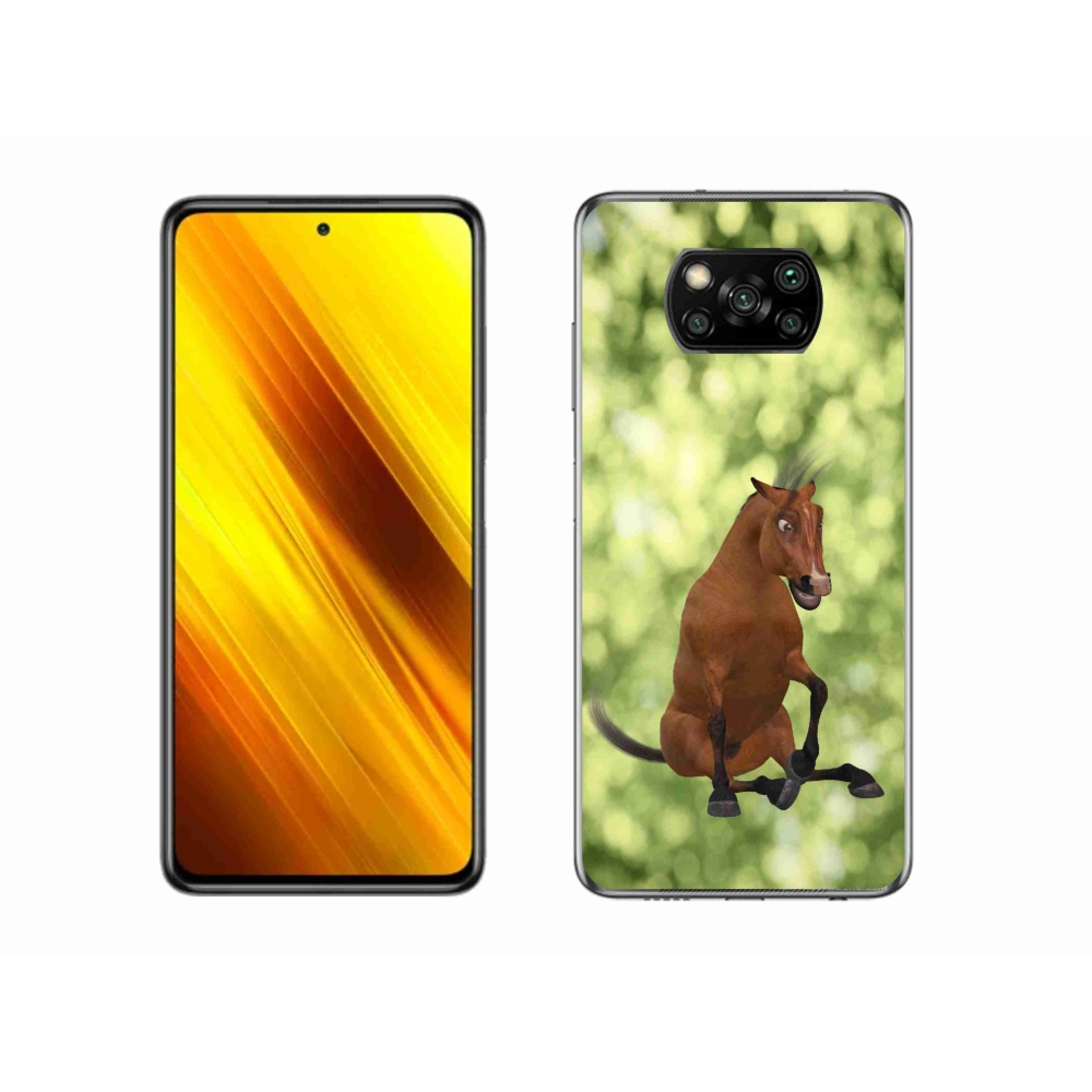 Gél borítás mmCase a Xiaomi Poco X3 Pro számára - barna rajzfilm ló 1