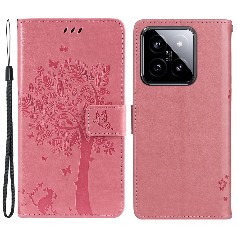 Fák könyv tokja Xiaomi 14 - rózsaszín