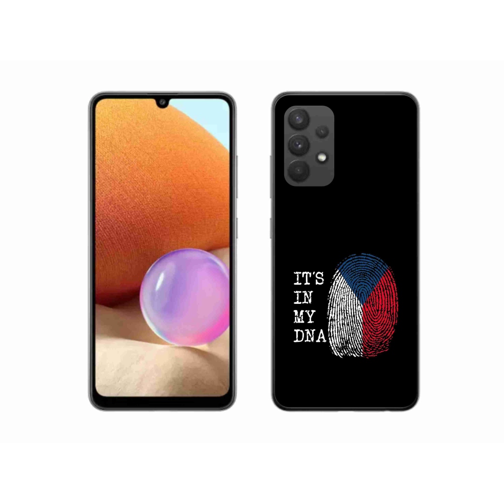 Gél borítás mmCase Samsung Galaxy A32 4G - zászlós ujjlenyomat fekete háttérrel