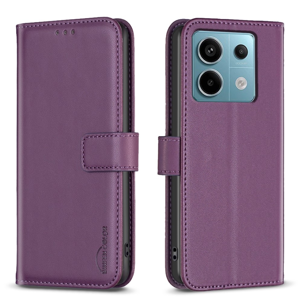 BNF könyv tok Xiaomi Redmi Note 13 Pro 5G/Poco X6 5G - sötétlila színben