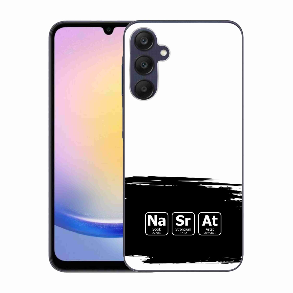 Gél borító mmCase Samsung Galaxy A25 5G - kémiai elemek fekete és fehér háttérrel