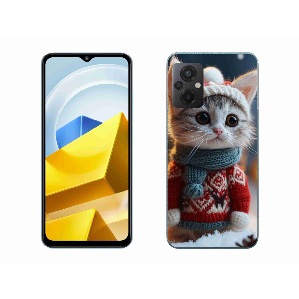Gél borítás mmCase a Xiaomi Poco M5 4G-hez - cica pulóverben