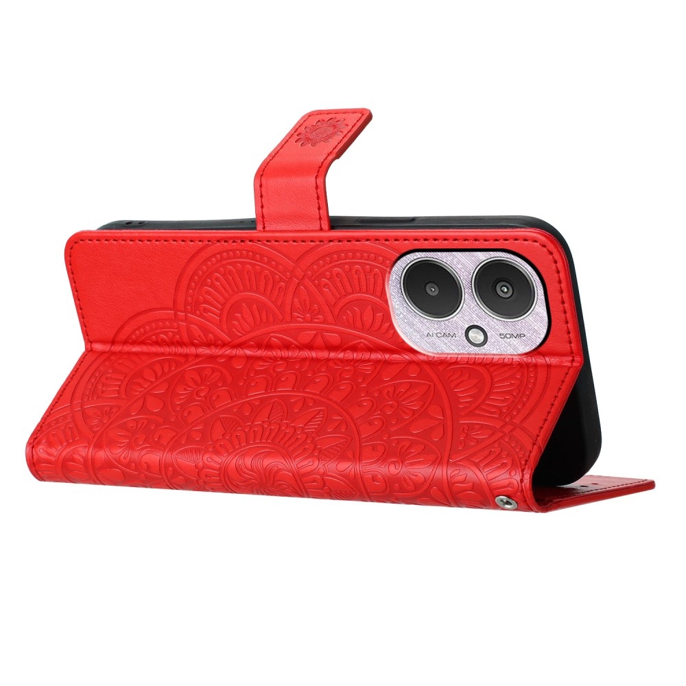 Mandala könyv tok a Xiaomi Redmi 13C 5G-hez - piros