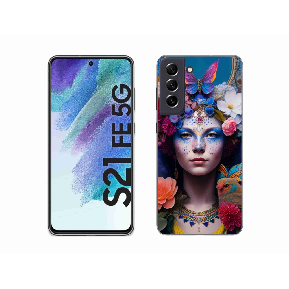 Gél borítás mmCase Samsung Galaxy S21 FE 5G - nő virágokkal