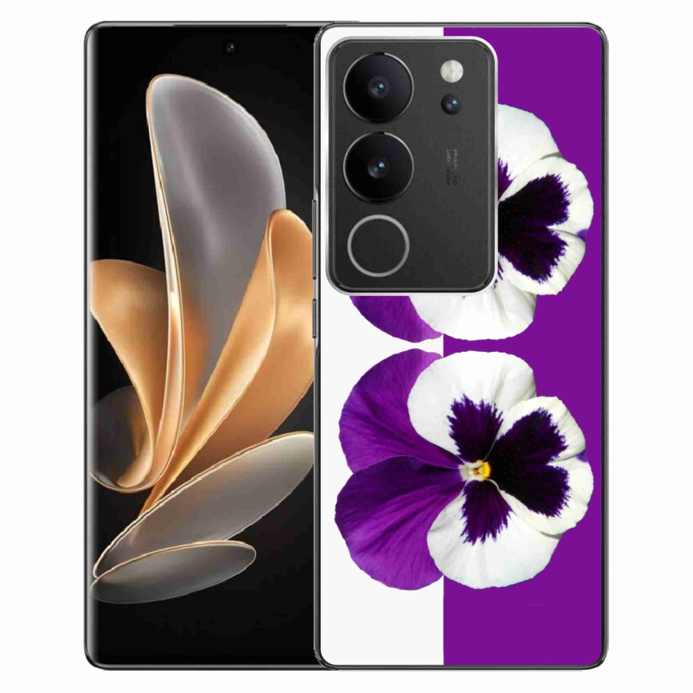Gél borító mmCase a Vivo V29 5G-hez - lila és fehér virág