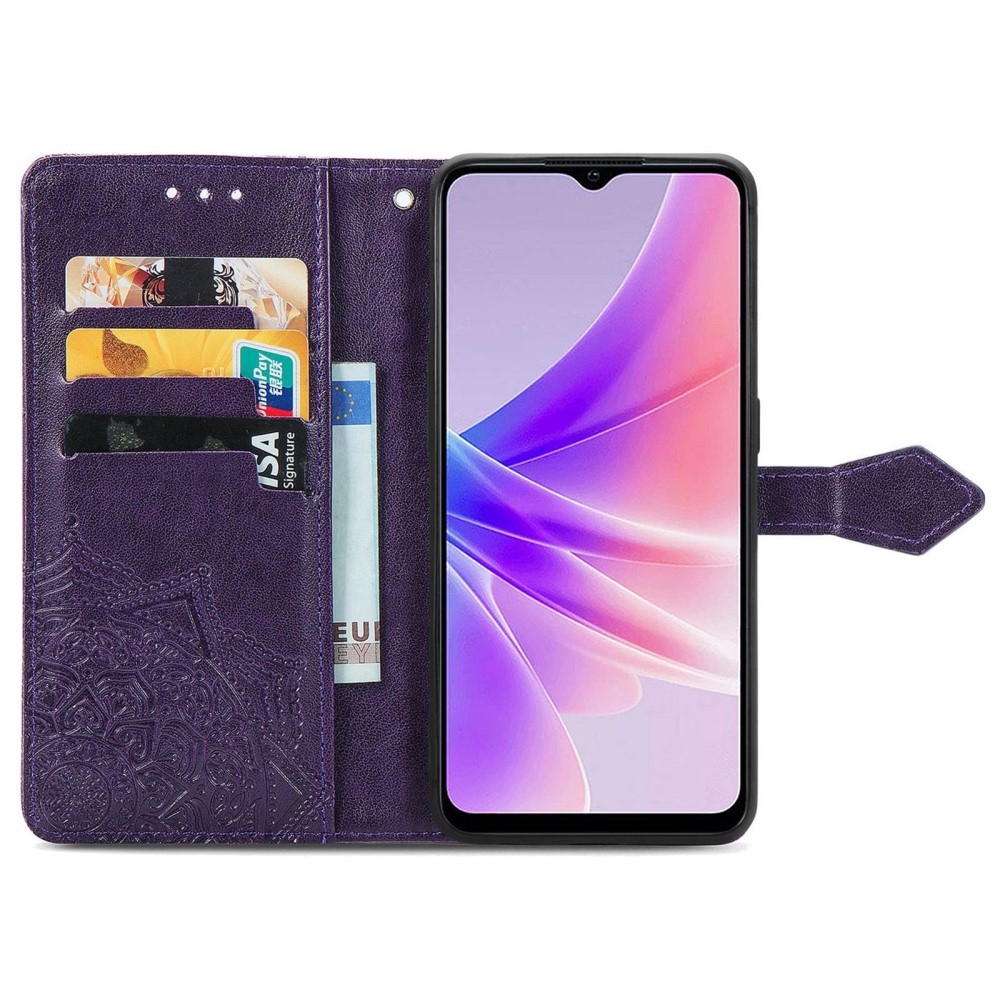 Mandala könyvtáska a Realme Narzo 50 készülékhez - lila
