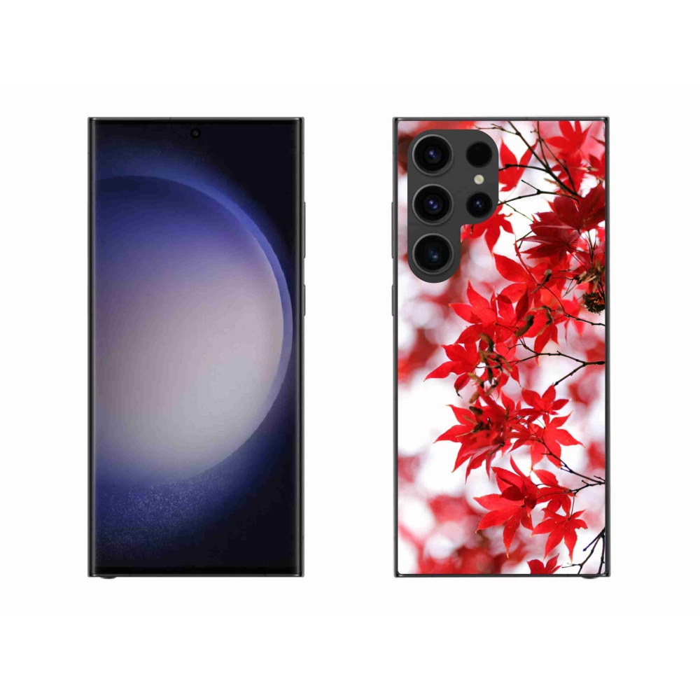 Zselés borítás mmCase Samsung Galaxy S23 Ultra 5G - piros levelek