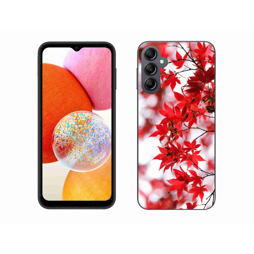 Zselés borítás mmCase Samsung Galaxy A14 4G/5G - piros levelek