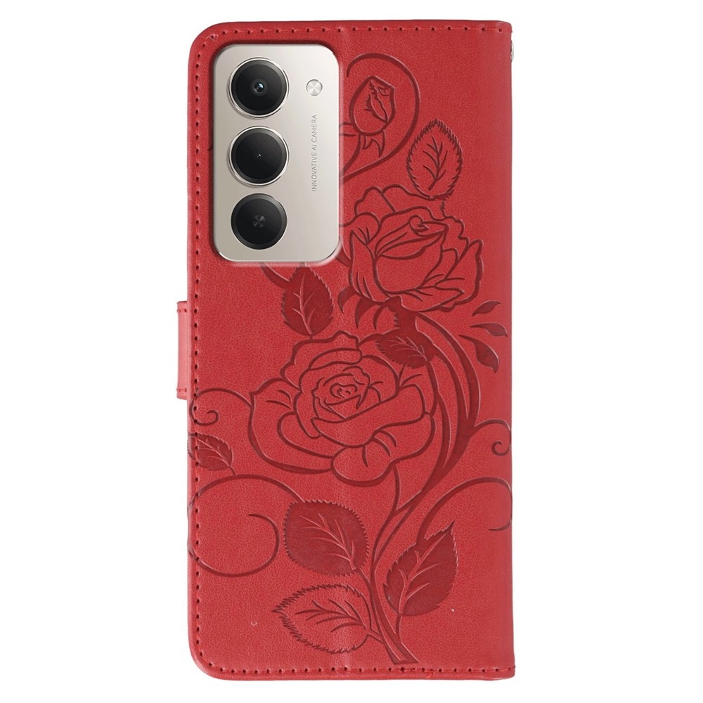 Rózsák könyv tok Xiaomi Redmi 15 5G - piros
