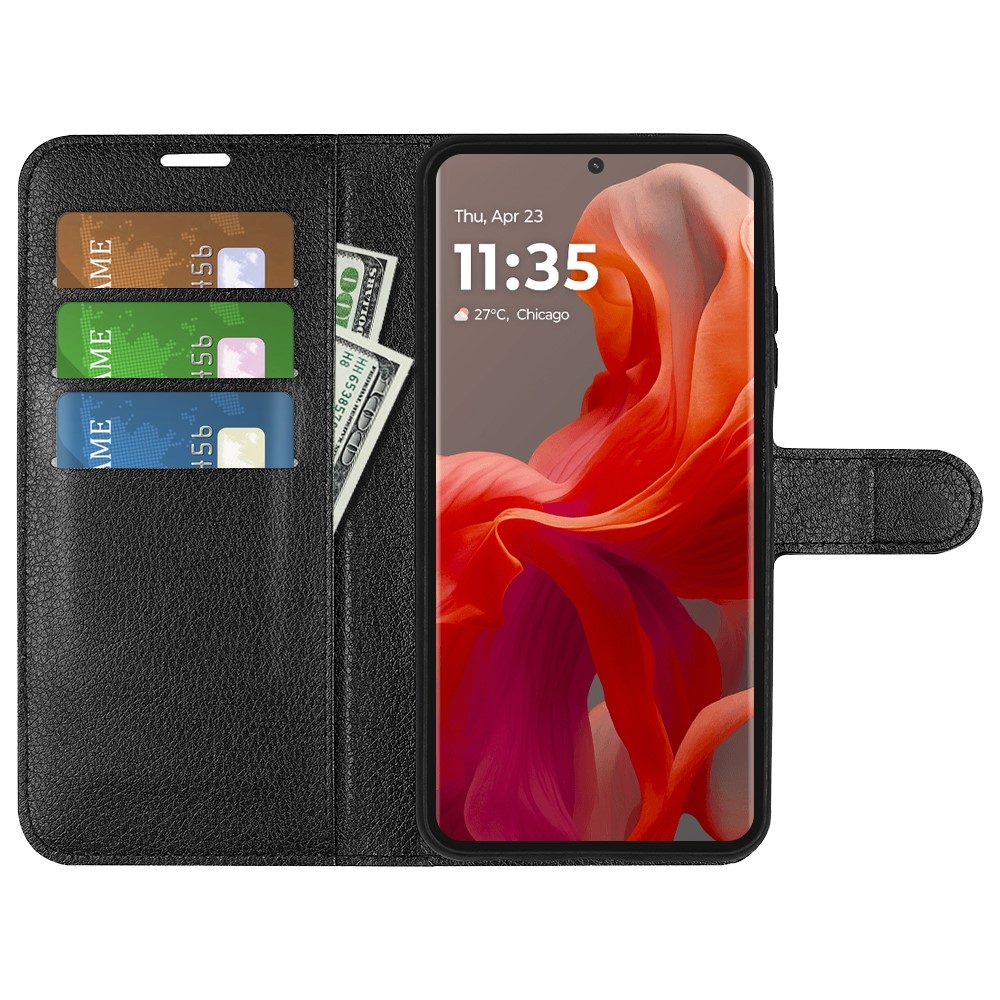Litchi könyv tok Motorola Moto G85 5G - fekete