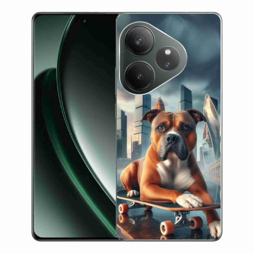 Gél borítás mmCase a Realme GT 6 5G/GT 6T 5G számára - kutya gördeszkán