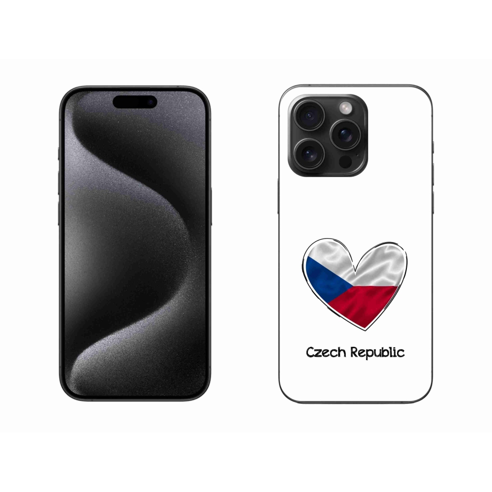 Zselés borítás mmCase iPhone 15 Pro Max készülékhez - zászlós szív fehér háttérrel