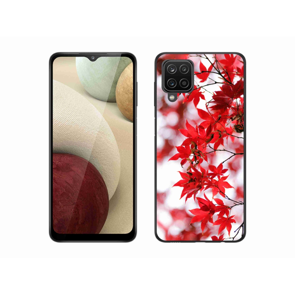 Zselés borítás mmCase Samsung Galaxy A12 készülékhez - piros levelek