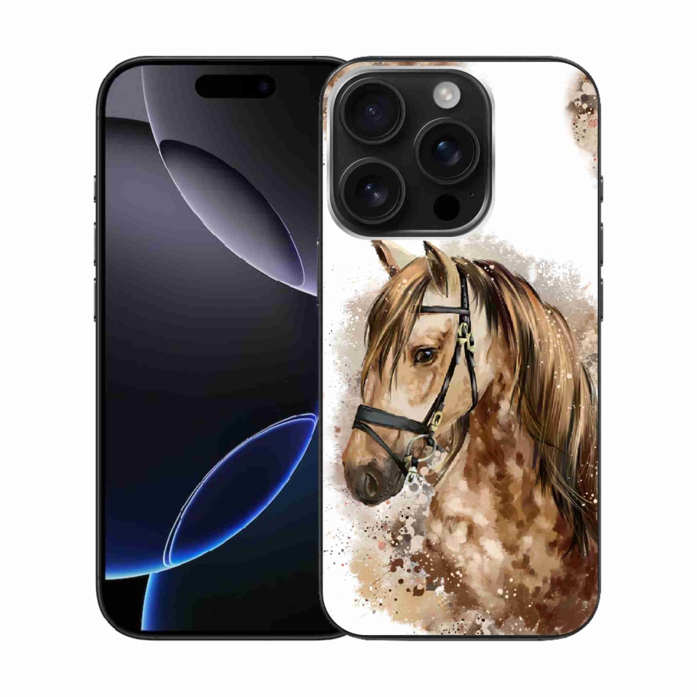 Zselés borítás mmCase iPhone 16 Pro készülékhez - barna rajzfilm ló