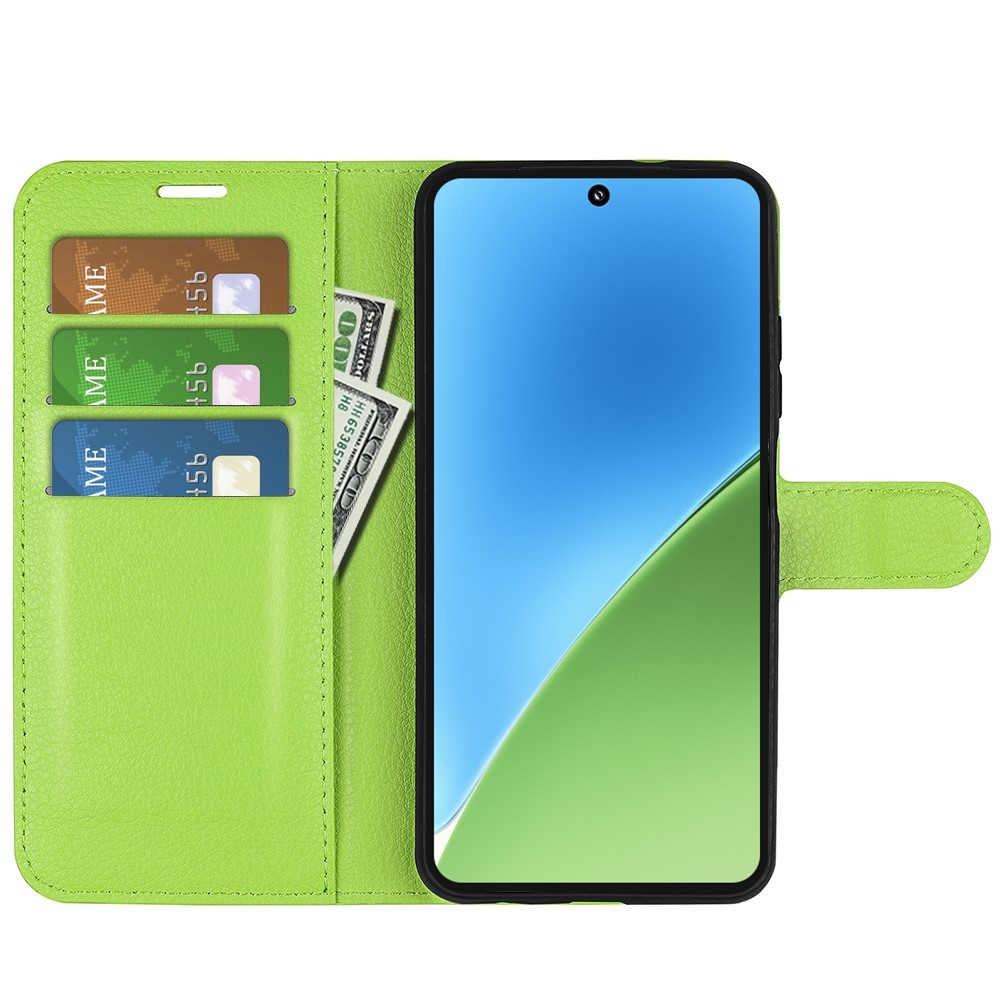 Litchi könyv tok a Xiaomi 15-öshöz - zöld