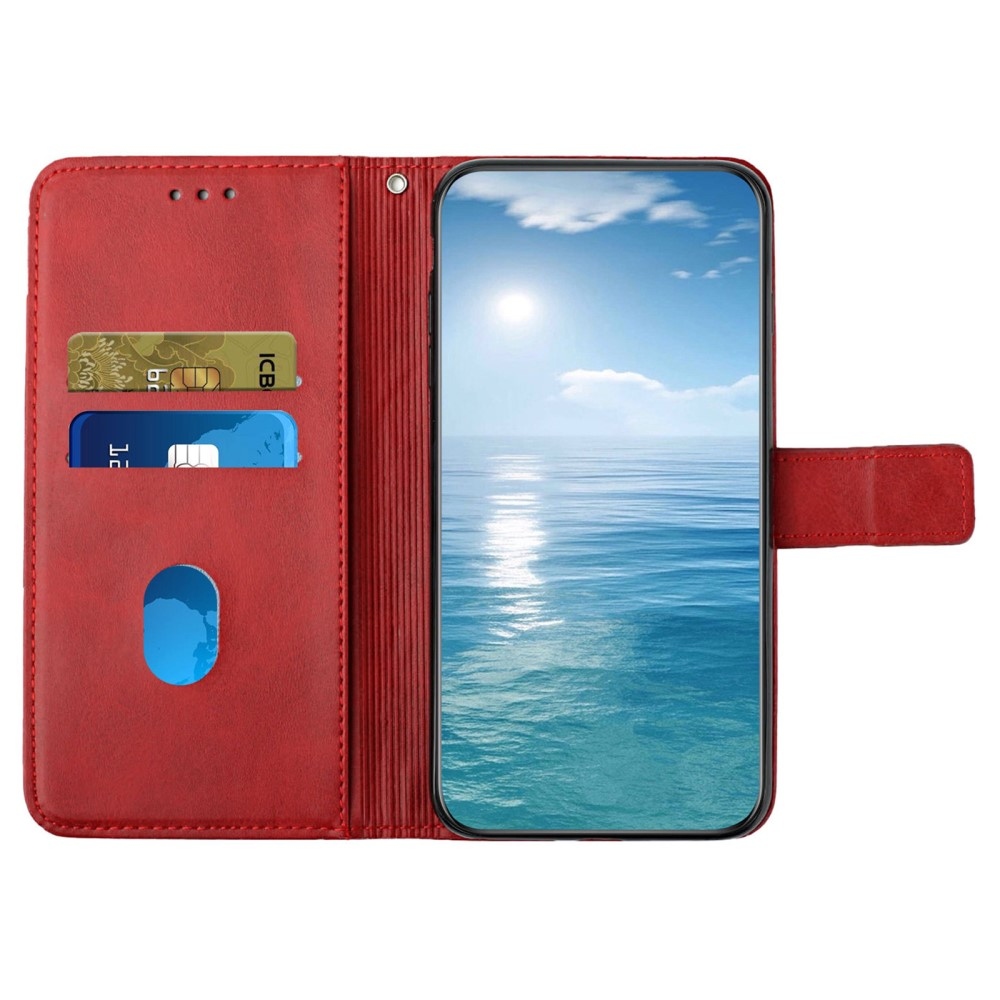 Vonalas könyv tok Xiaomi Redmi Note 14 5G-hez - piros