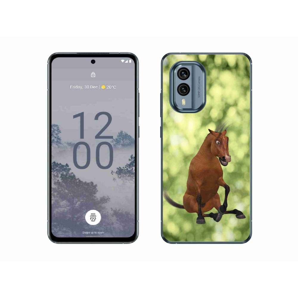 Zselés borítás mmCase a Nokia X30 5G készülékhez - barna rajzfilm ló 1