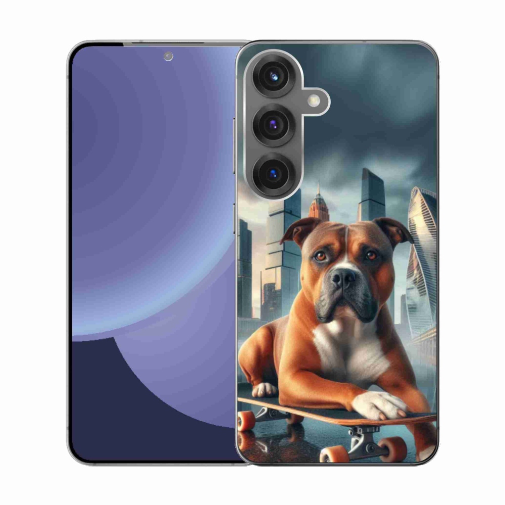 Gél borítás mmCase Samsung Galaxy S25 készülékhez - kutya gördeszkán