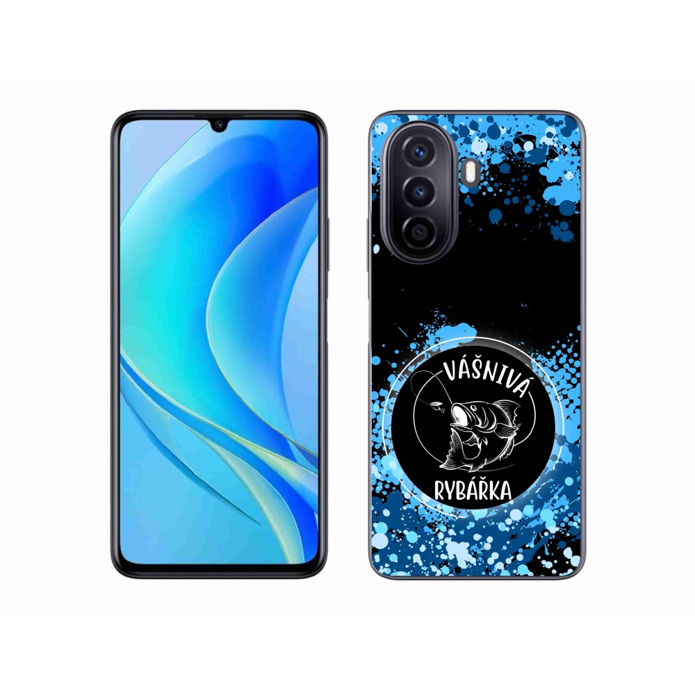 Gél borító mmCase a Huawei Nova Y70-hez - szenvedélyes halásznő fekete háttérrel