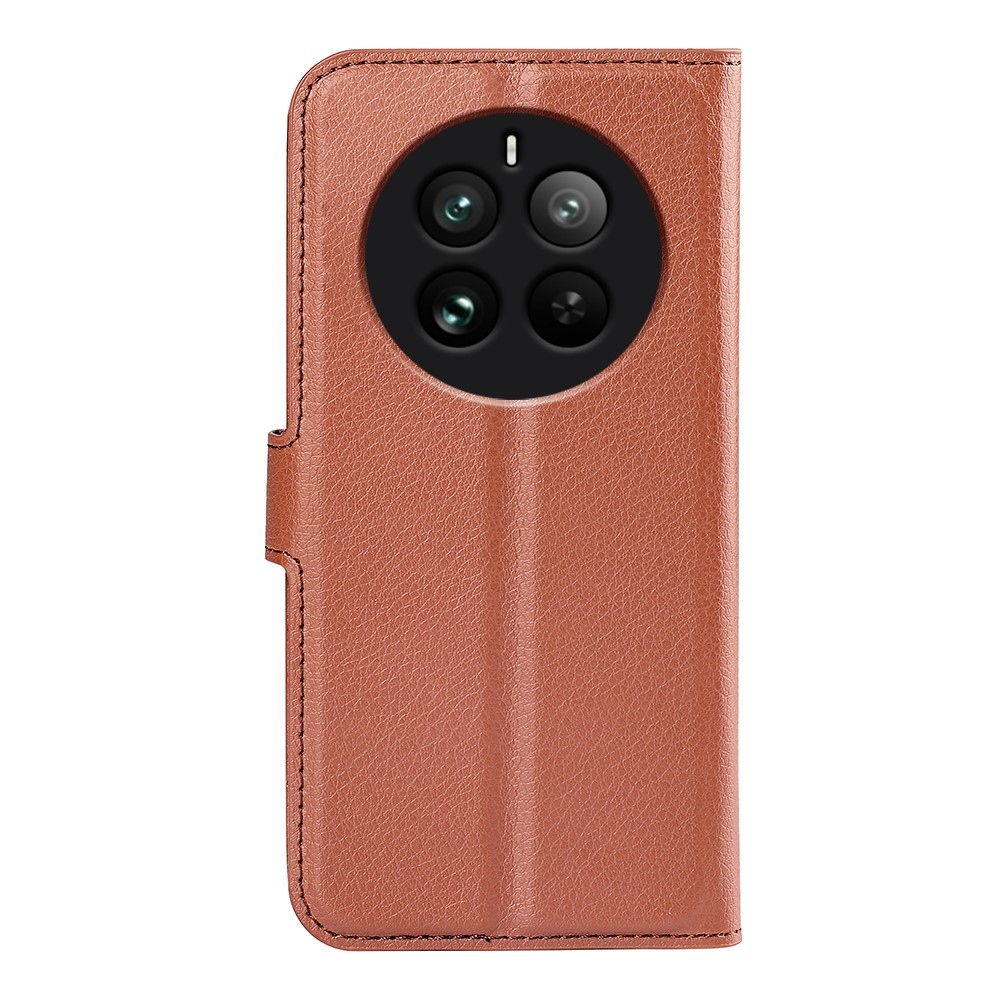 Litchi könyvtáska a Realme 12 Pro 5G/12 Pro+ 5G 12 Pro+ 5G készülékhez - barna