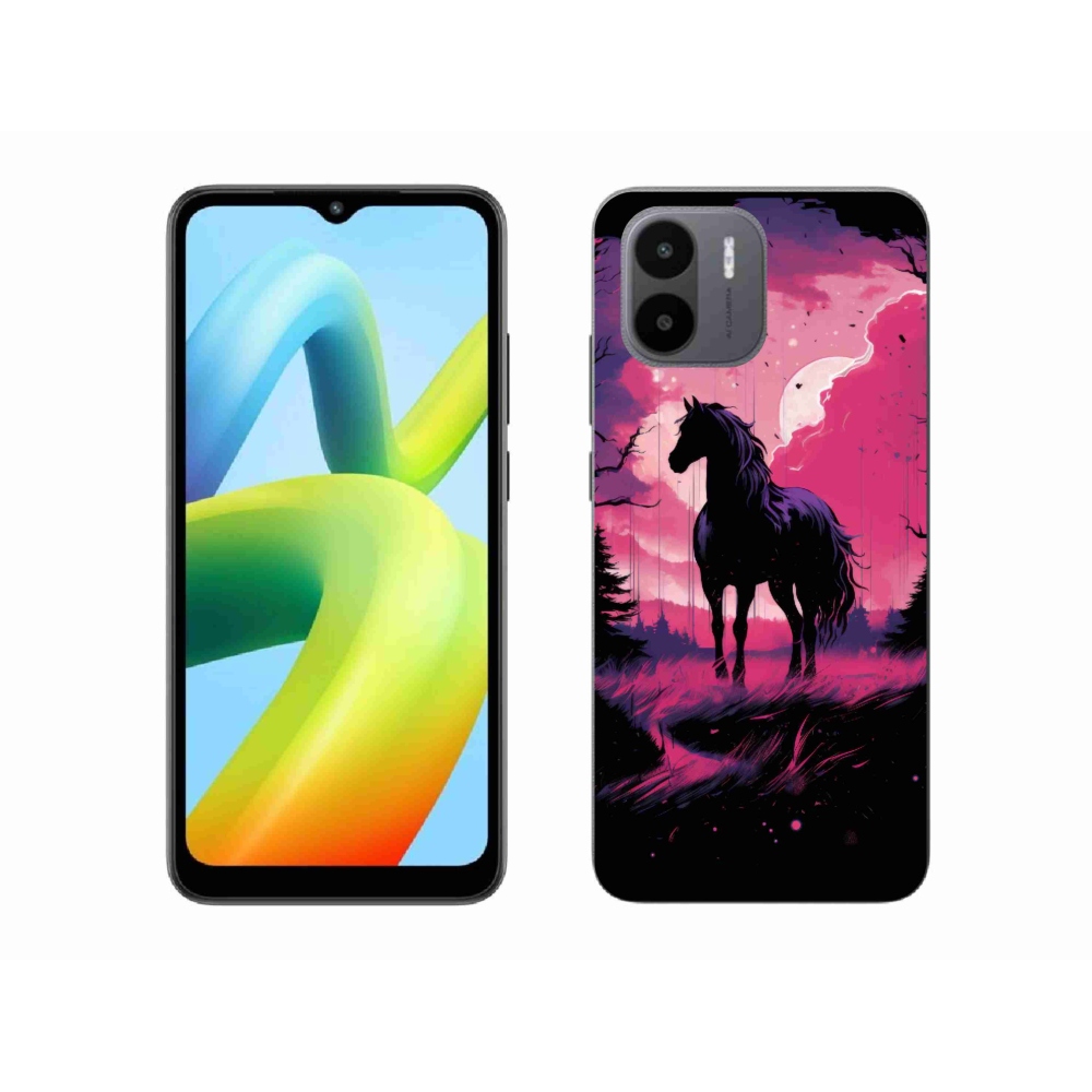 Gél borítás mmCase a Xiaomi Redmi A1/Redmi A2 - fekete rajzfilm ló 1