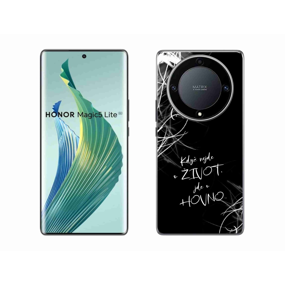 Gél borító mmCase a Honor Magic 5 Lite 5G készülékhez - vicces szöveg 16 fekete háttér