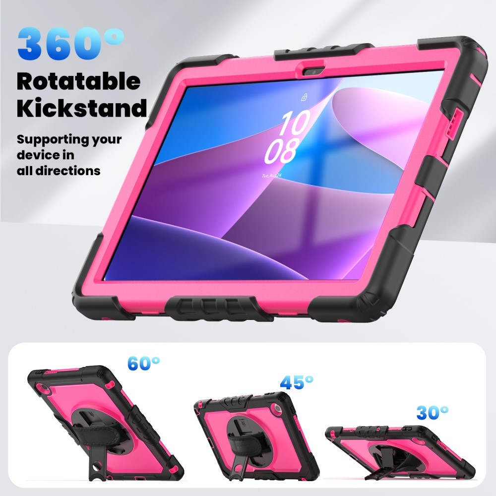 Strap Tartós borító kéztartóval és vállpánttal Lenovo Tab 10.1 (2025) - Fekete/rózsaszín