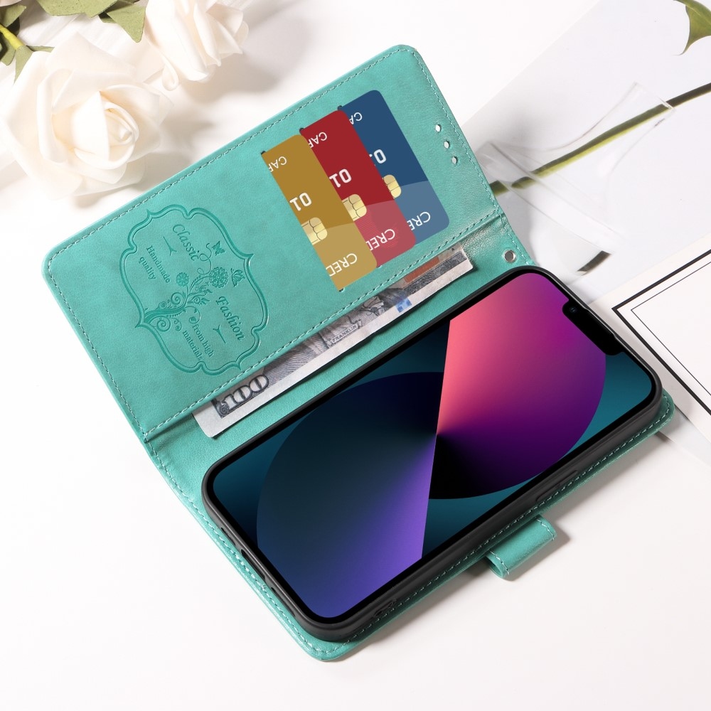 Virágos könyves tok Xiaomi Redmi A5 (173.45x79.35x8.45mm) - teáskék színben