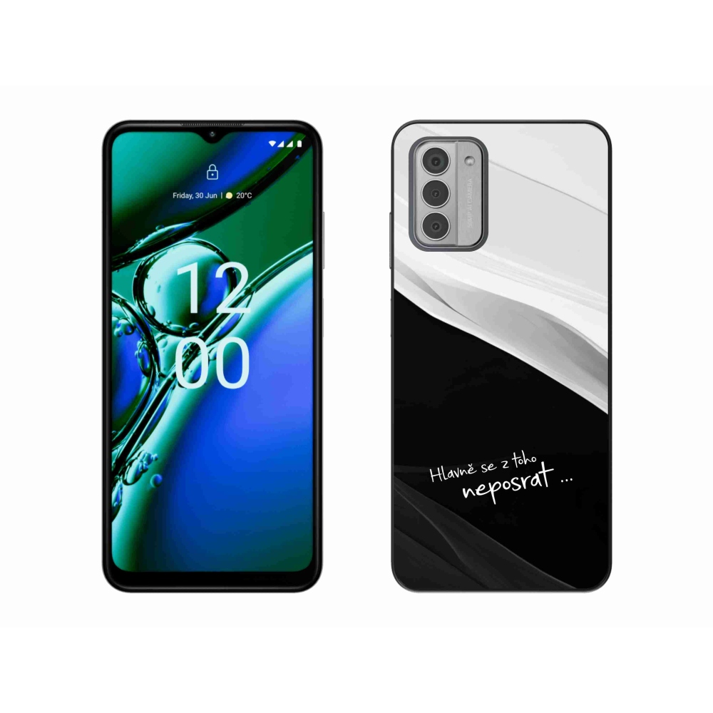 Zselés borító mmCase a Nokia G42 készülékhez - vicces szöveg 13 fekete-fehér háttérrel