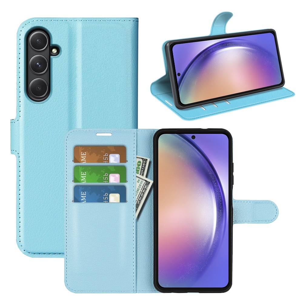 Litchi könyv tok Samsung Galaxy A55 5G - kék