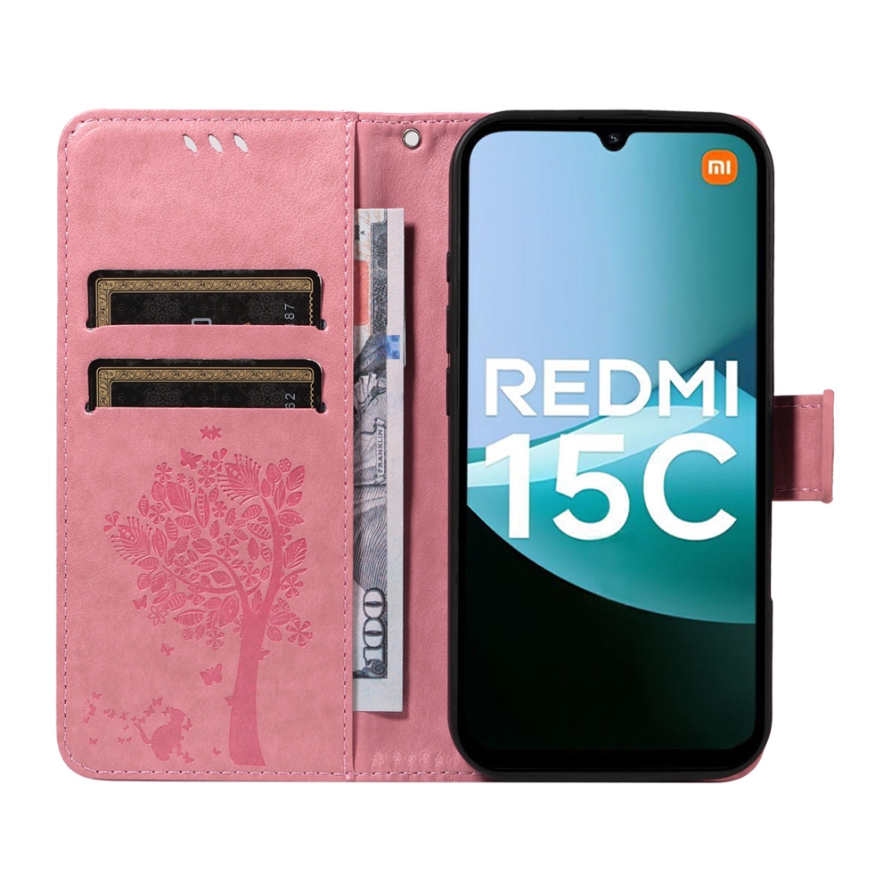 Fák könyve tok Xiaomi Redmi 15C 4G/5G (173mm) - rózsaszínű