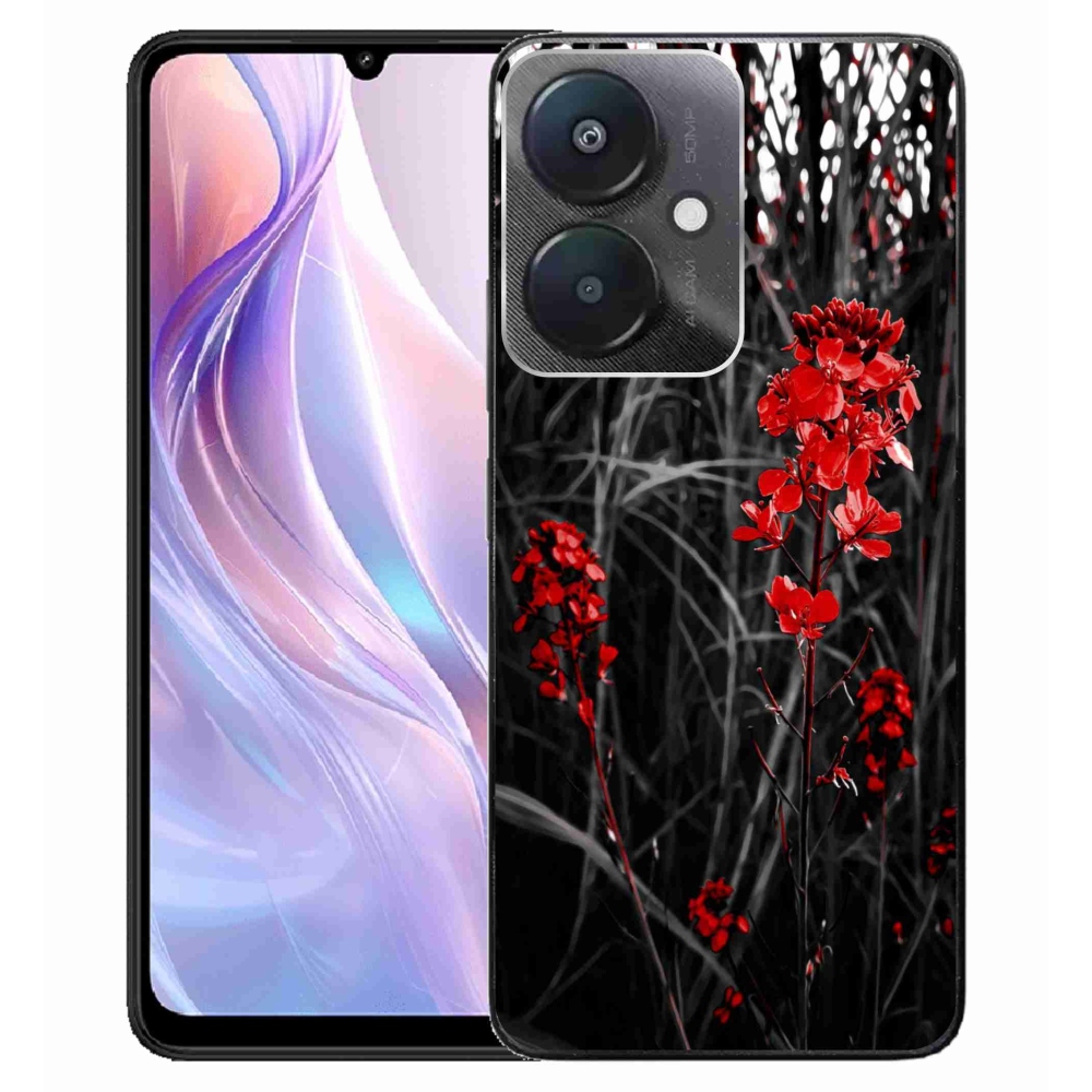 Gél borító mmCase a Xiaomi Redmi 13C 5G - piros növényhez