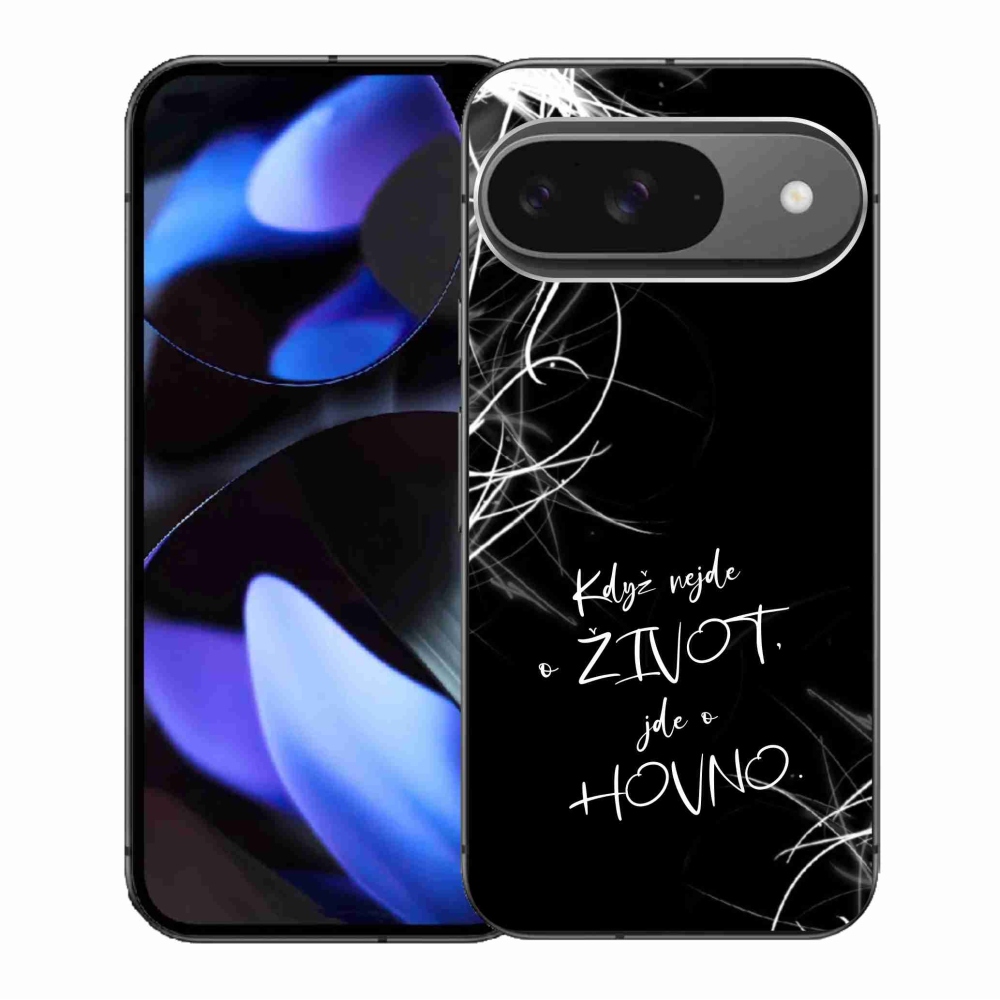 Gél borítás mmCase a Google Pixel 9/9 Pro készülékhez - vicces szöveg 16 fekete háttér