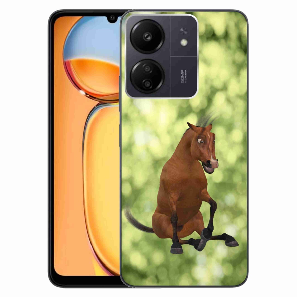 Gél borító mmCase a Xiaomi Poco C65/Redmi 13C - barna rajzfilm ló 1