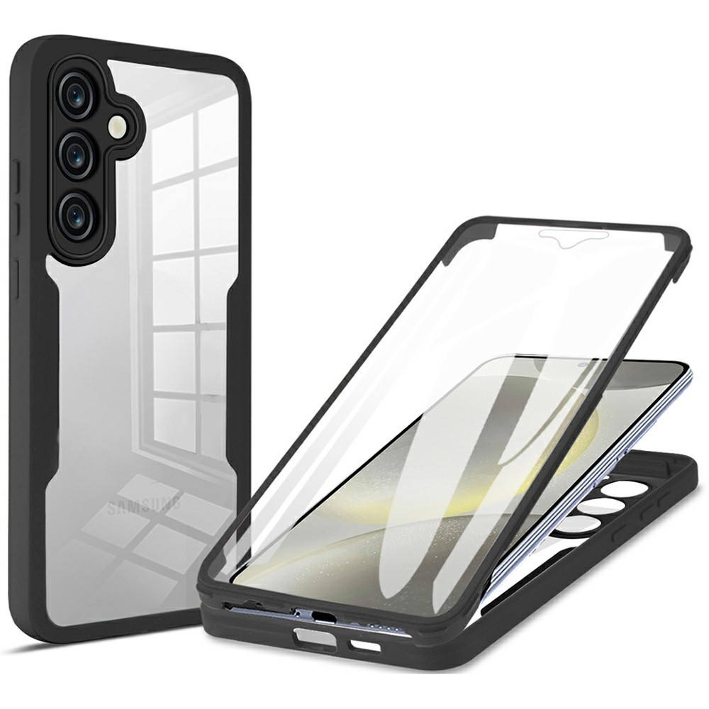 Akril zselés tok Samsung Galaxy S25 FE képernyővédő keretével - fekete