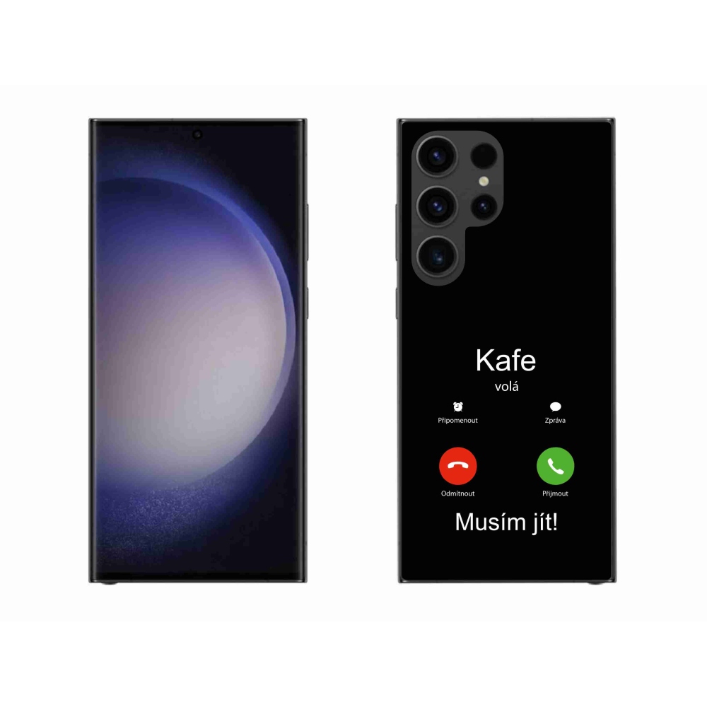 Gél borítás mmCase Samsung Galaxy S23 Ultra 5G - kávé hívó fekete háttérrel