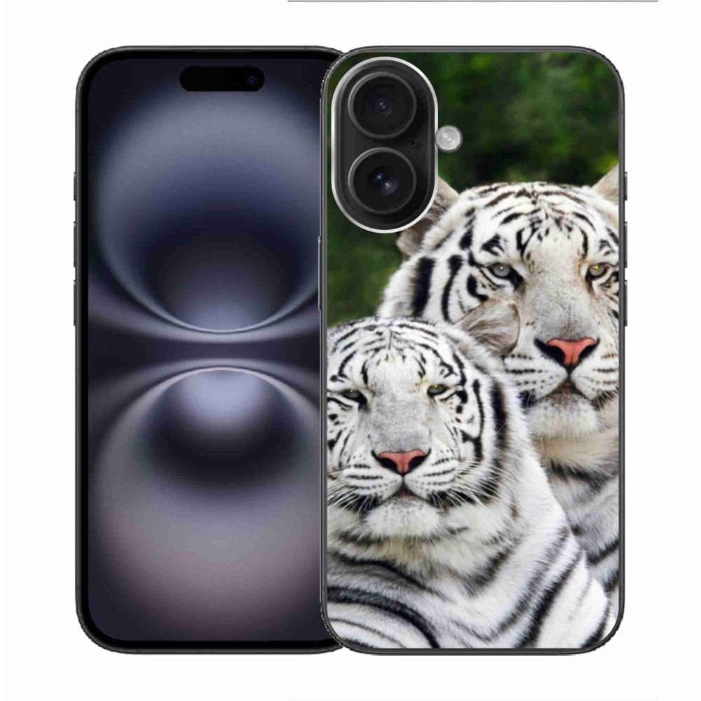 Gél tok mmCase iPhone 16 készülékhez - fehér tigrisek