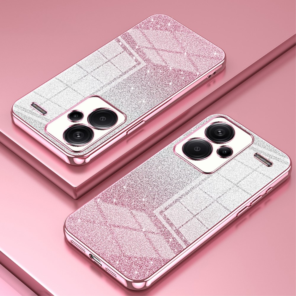Vágott zselés csillogó tok a Xiaomi Redmi Note 13 Pro+ 5G számára - rózsaszínű