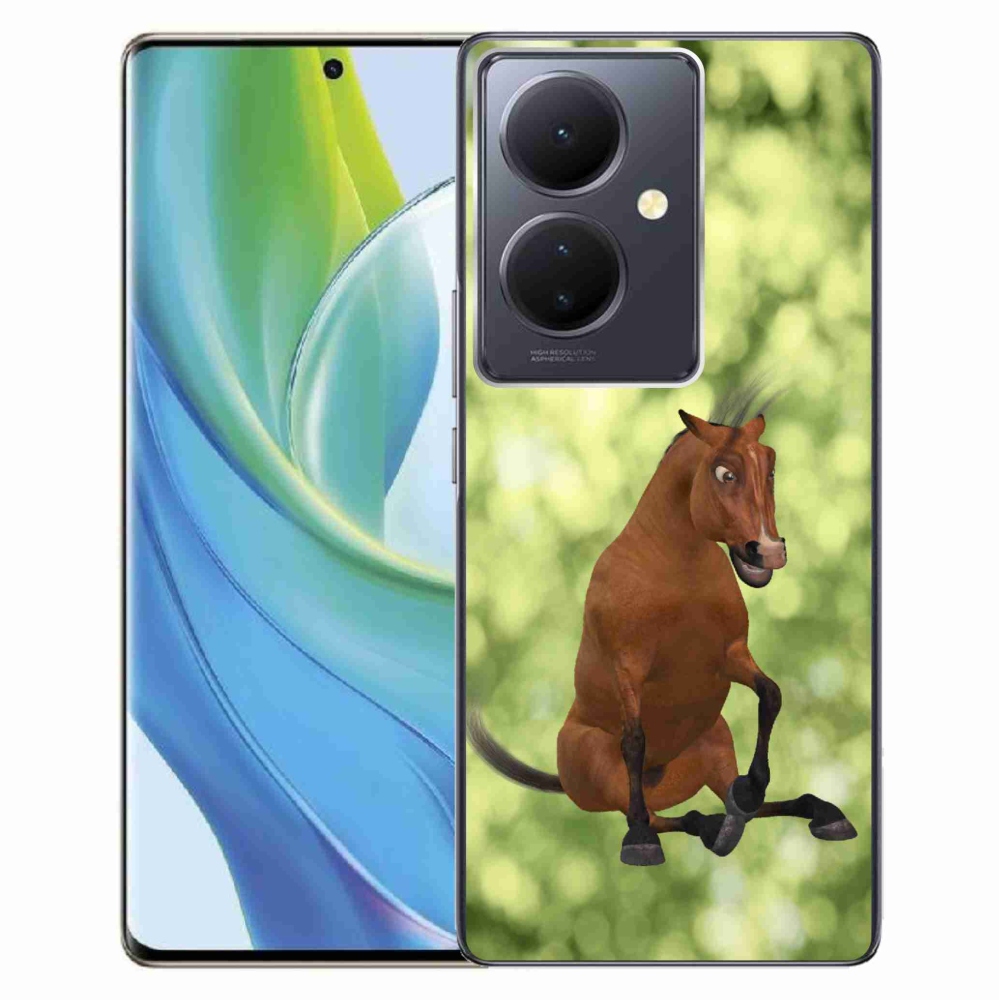 Gél borító mmCase a Vivo V29 Lite 5G-hez - barna rajzfilm ló 1