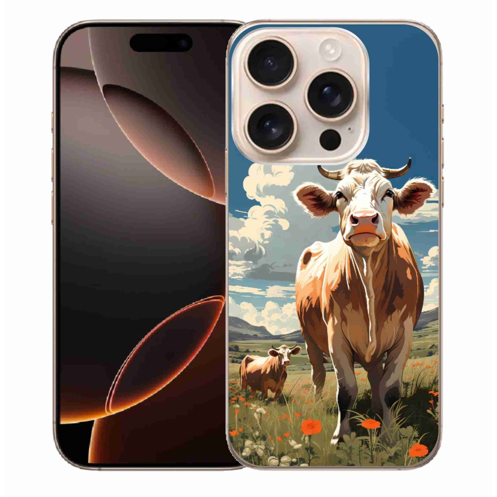 Zselés borítás mmCase iPhone 16 Pro Max készülékhez - tehenek a réten