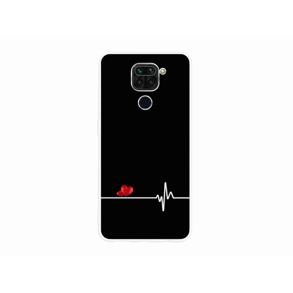 Gél borító mmCase a Xiaomi Redmi Note 9-hez - szív és szívverés fekete háttérrel