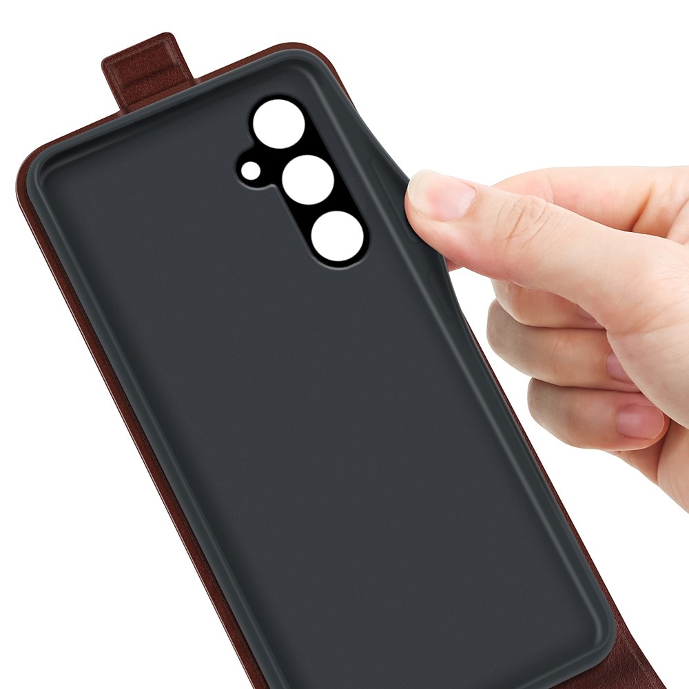Függőleges könyvtáska Samsung Galaxy A15 4G/5G készülékhez - barna színű