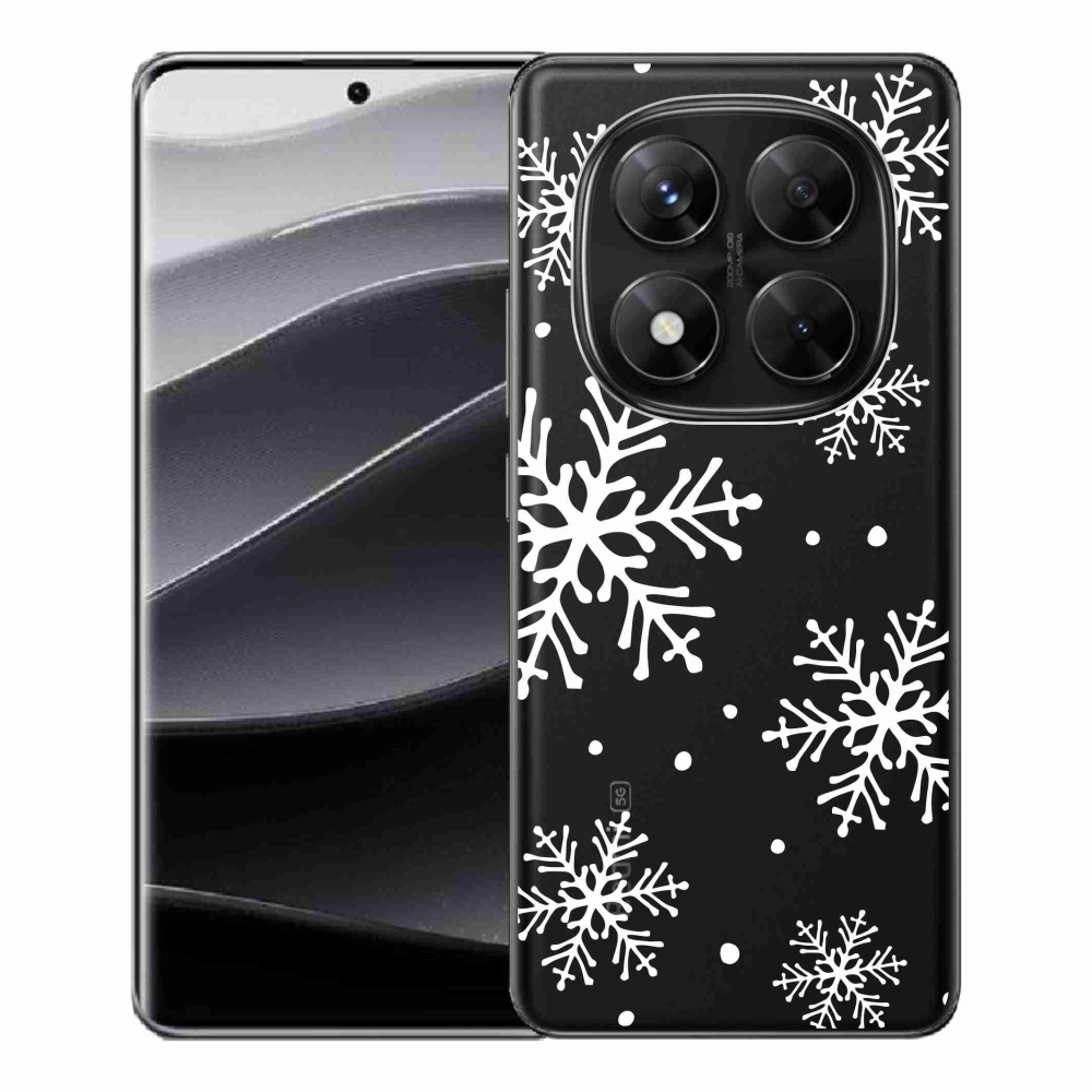 Gél borítás mmCase a Xiaomi Redmi Note 14 Pro 5G/Poco X7 5G számára - fehér pelyhek átlátszó háttéren