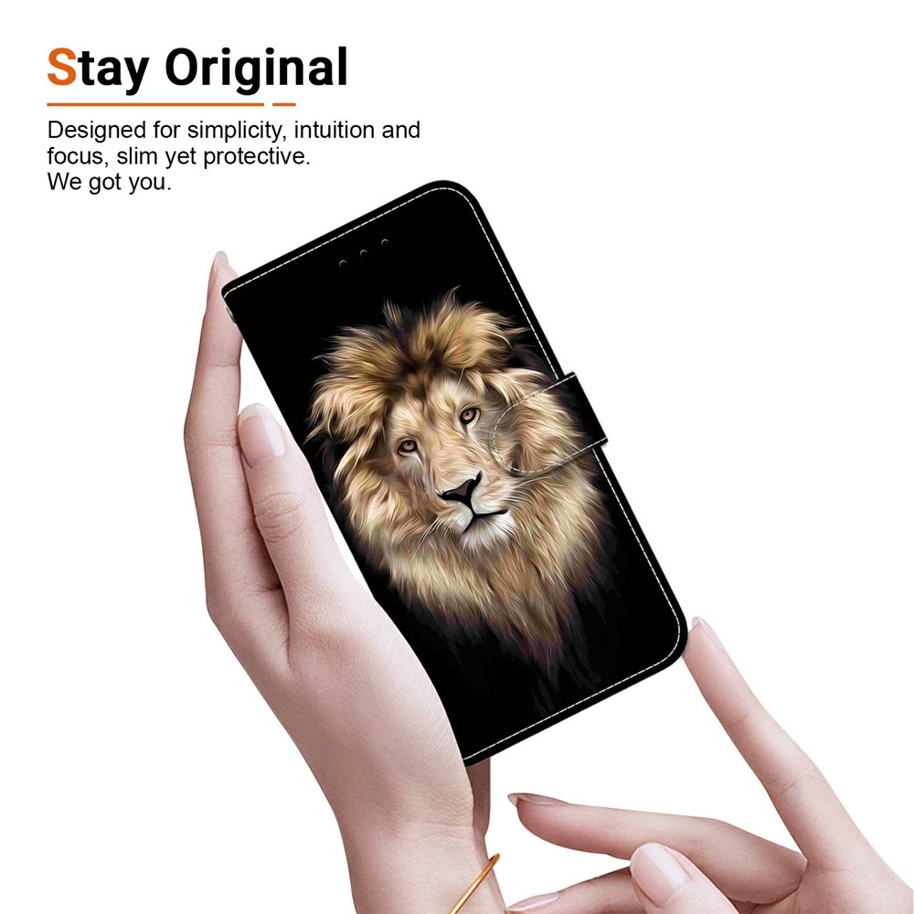 Sokoldalú könyv tok Xiaomi Redmi 15 4G (171mm) - oroszlán